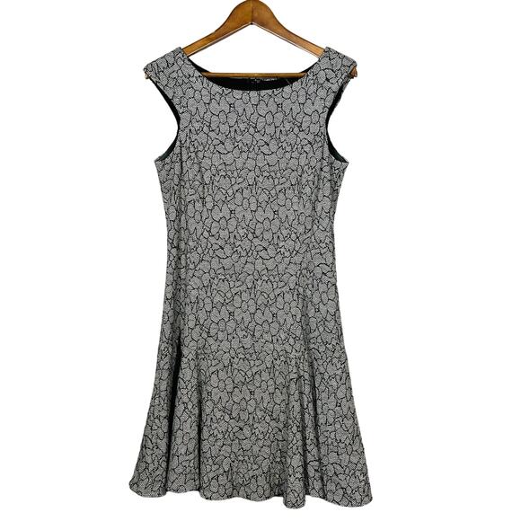 Nanette Lepore Sleeveless Floral Stitch Dress Ruffle Blue Textured - 6 - Picture 1 of 4